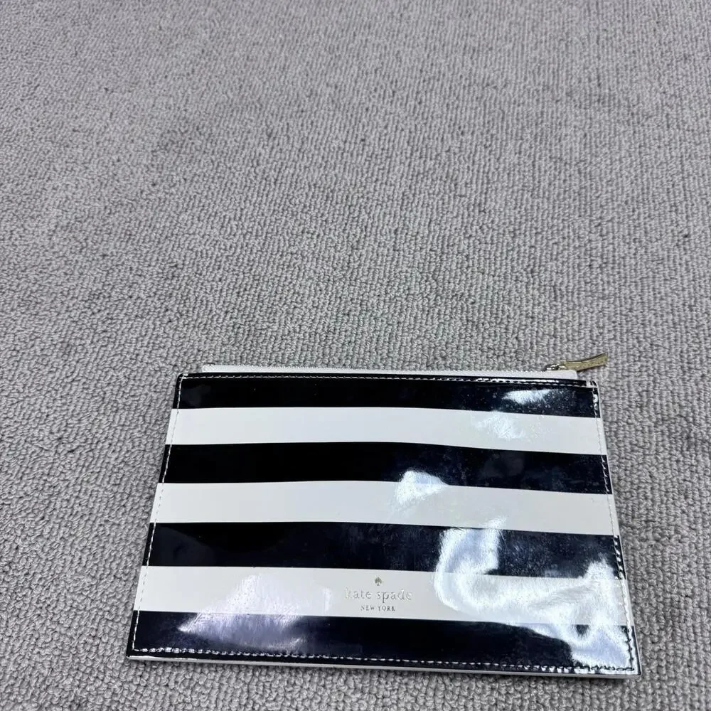 Kate Spade Pencil Case Ivory Black Striped